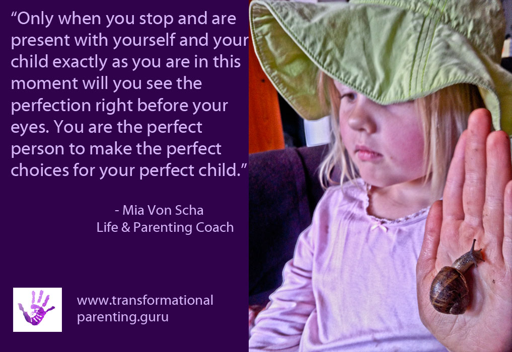 Stop and be present with yourself and your child so that you can see the perfection.